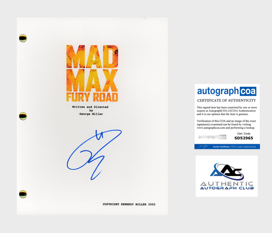 TOM HARDY AUTOGRAPH SIGNED MAD MAX FURY ROAD FULL SCRIPT SCREENPLAY ACOA