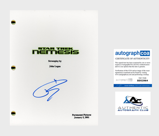 TOM HARDY AUTOGRAPH SIGNED STAR TREK NEMESIS FULL SCRIPT SCREENPLAY ACOA