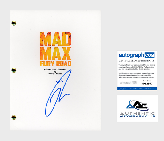 TOM HARDY AUTOGRAPH SIGNED MAD MAX FURY ROAD FULL SCRIPT SCREENPLAY ACOA