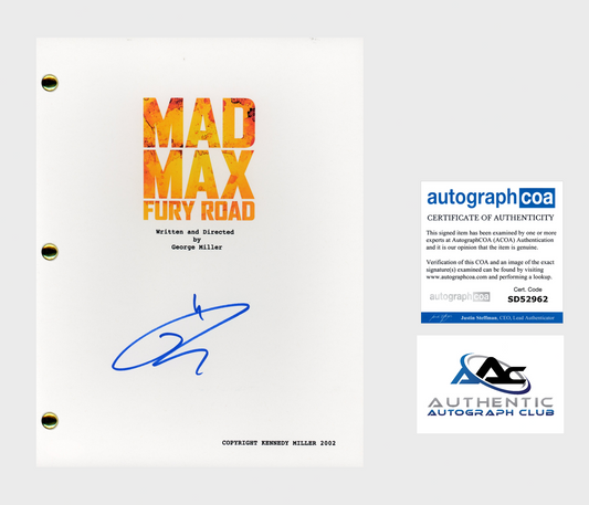 TOM HARDY AUTOGRAPH SIGNED MAD MAX FURY ROAD FULL SCRIPT SCREENPLAY ACOA