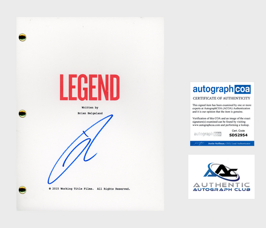 TOM HARDY AUTOGRAPH SIGNED LEGEND FULL SCRIPT SCREENPLAY ACOA