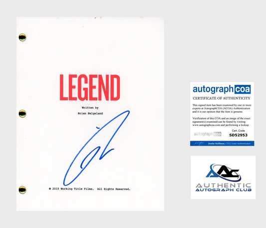 TOM HARDY AUTOGRAPH SIGNED LEGEND FULL SCRIPT SCREENPLAY ACOA