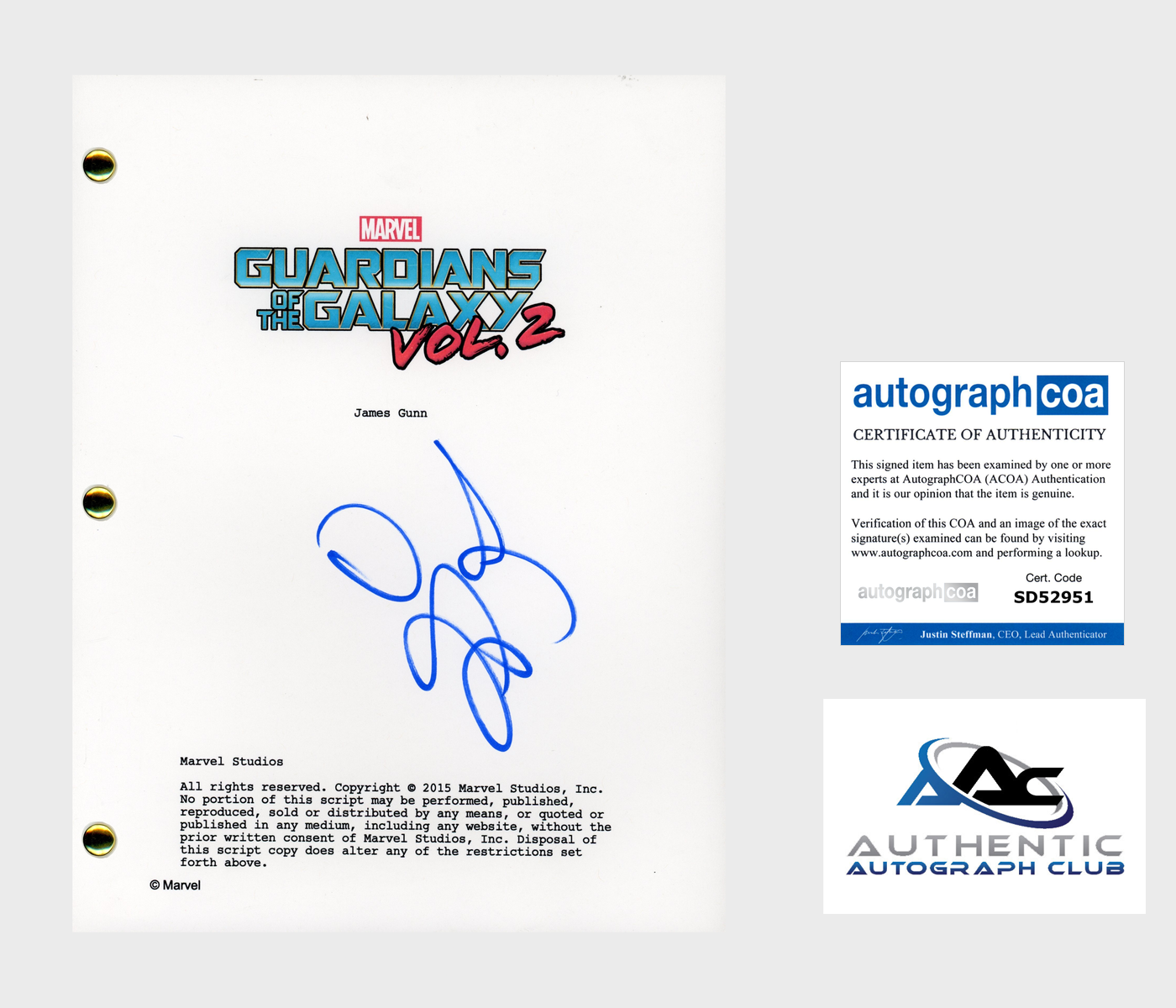 ZOE SALDANA AUTOGRAPH SIGNED GOTG VOL 2 GUARDIANS GALAXY SCRIPT SCREENPLAY ACOA