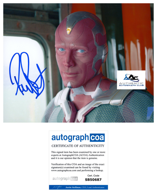 PAUL BETTANY AUTOGRAPH SIGNED 8x10 PHOTO VISION AVENGERS WANDAVISION MARVEL ACOA