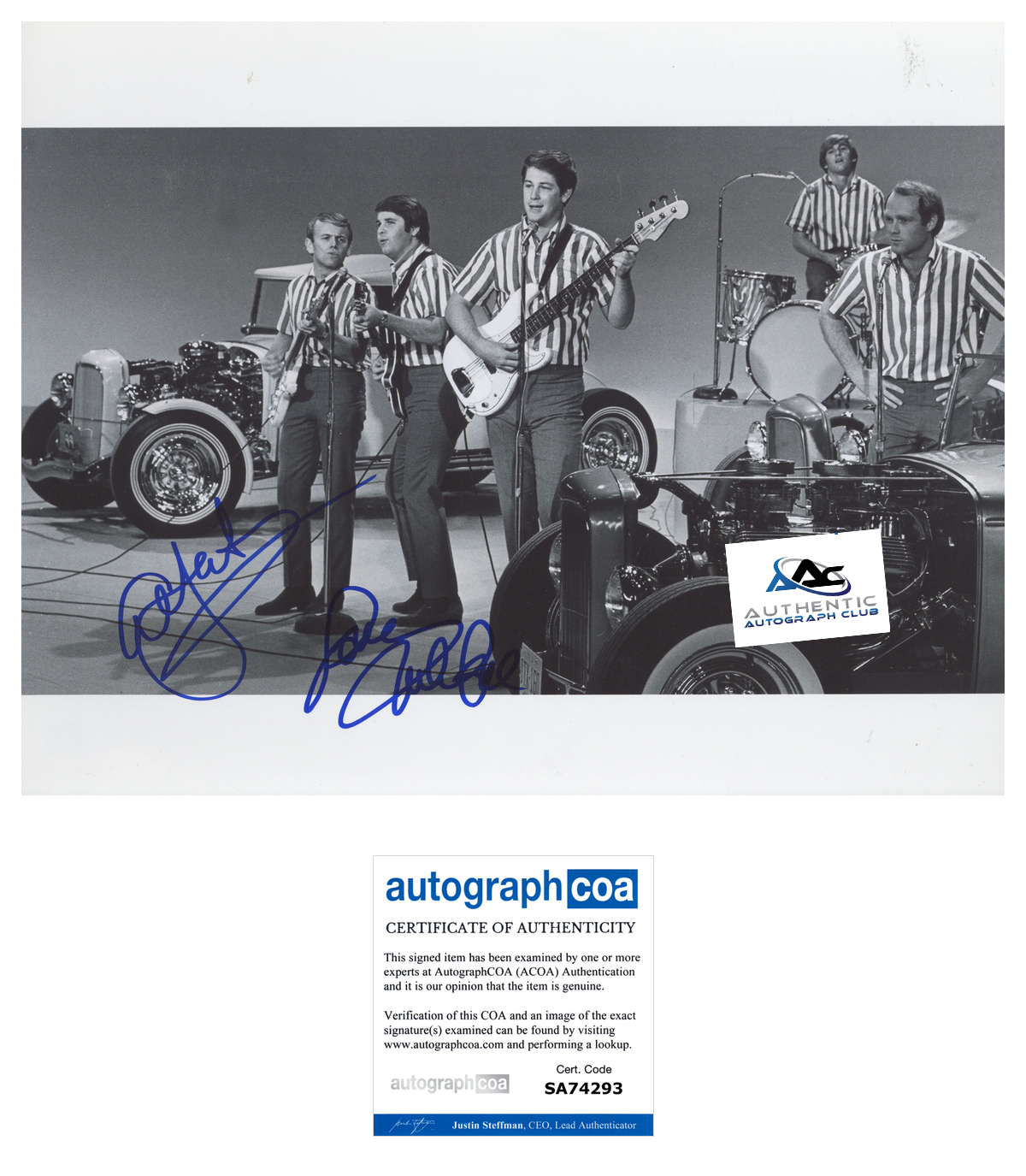 BEACH BOYS AUTOGRAPH SIGNED 11x14 PHOTO AL JARDINE AND MIKE LOVE ACOA