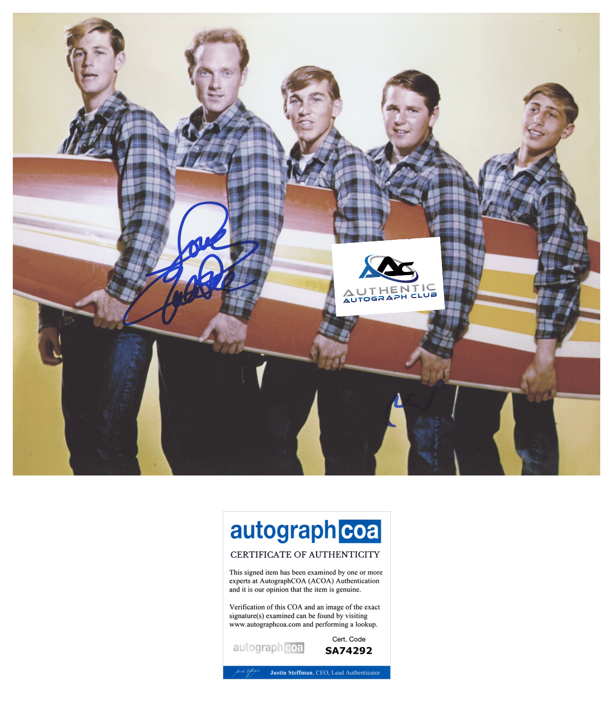 BEACH BOYS AUTOGRAPH SIGNED 11x14 PHOTO BRIAN WILSON AND MIKE LOVE ACOA
