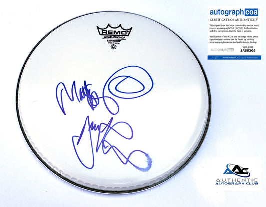 THE MUSE MATT BELLAMY AND DOMINIC HOWARD AUTOGRAPH SIGNED DRUM HEAD ACOA
