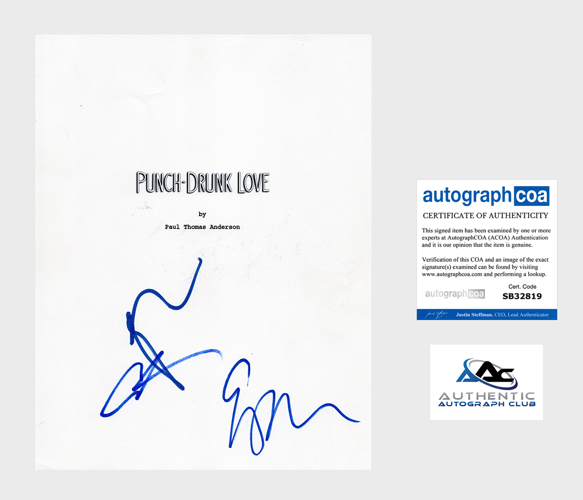ADAM SANDLER EMILY WATSON +1 AUTOGRAPH SIGNED PUNCH DRUNK LOVE SCRIPT ACOA