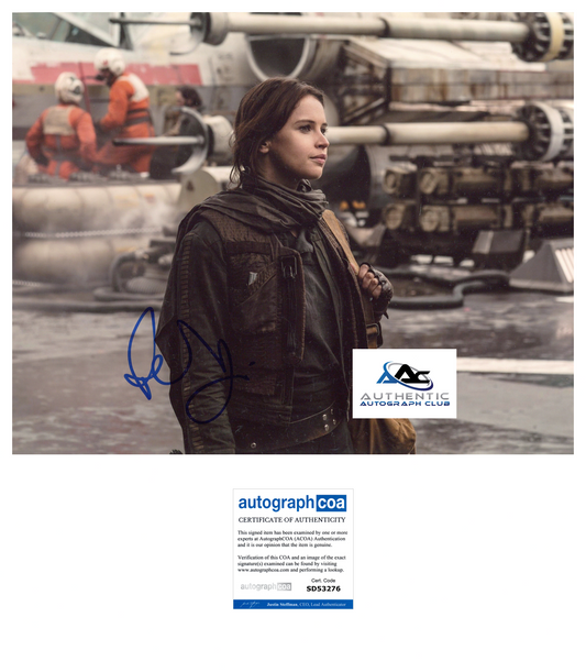FELICITY JONES AUTOGRAPH SIGNED 11X14 PHOTO STAR WARS ROGUE ONE ACOA