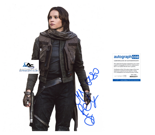 FELICITY JONES AUTOGRAPH SIGNED 11X14 PHOTO STAR WARS ROGUE ONE ACOA