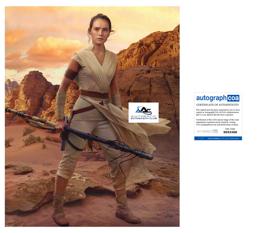 DAISY RIDLEY AUTOGRAPH SIGNED 11x14 PHOTO STAR WARS REY FORCE AWAKENS ACOA