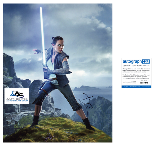 DAISY RIDLEY AUTOGRAPH SIGNED 11x14 PHOTO STAR WARS REY FORCE AWAKENS ACOA