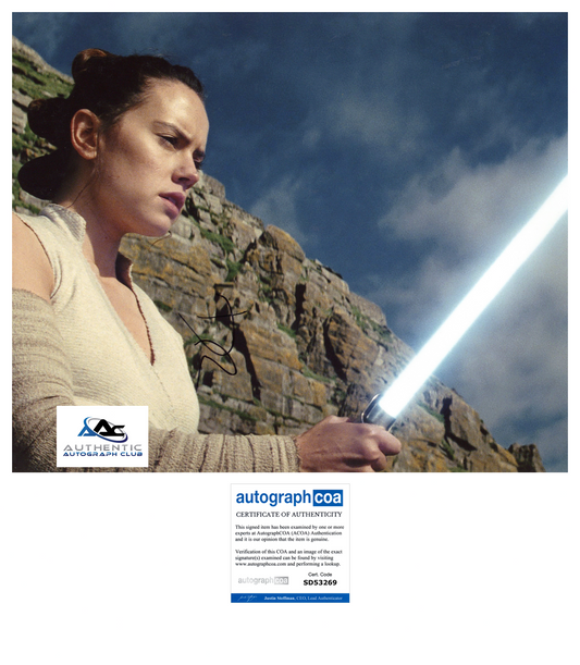 DAISY RIDLEY AUTOGRAPH SIGNED 11x14 PHOTO STAR WARS REY FORCE AWAKENS ACOA