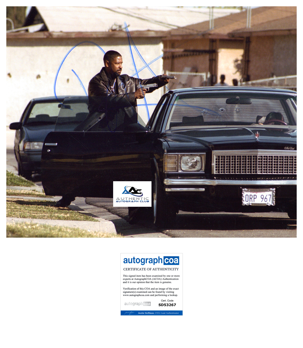 DENZEL WASHINGTON AUTOGRAPH SIGNED 11x14 PHOTO ACOA COA