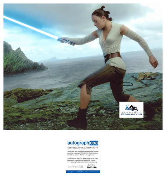 DAISY RIDLEY AUTOGRAPH SIGNED 11x14 PHOTO STAR WARS REY FORCE AWAKENS ACOA