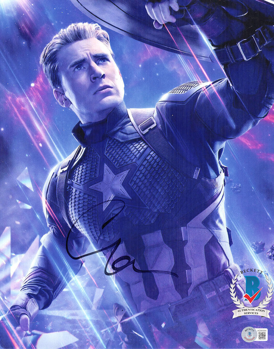 CHRIS EVANS AUTOGRAPH SIGNED 11X14 PHOTO CAPTAIN AMERICA MARVEL BECKETT BAS