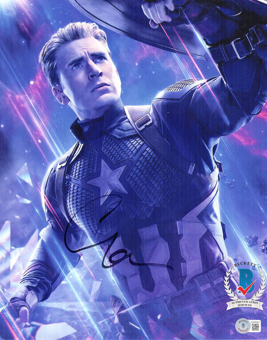 CHRIS EVANS AUTOGRAPH SIGNED 11X14 PHOTO CAPTAIN AMERICA MARVEL BECKETT BAS