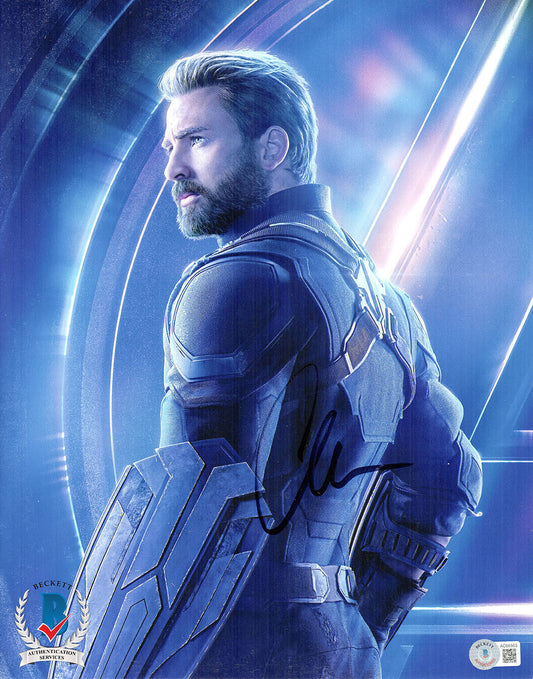 CHRIS EVANS AUTOGRAPH SIGNED 11X14 PHOTO CAPTAIN AMERICA MARVEL BECKETT BAS