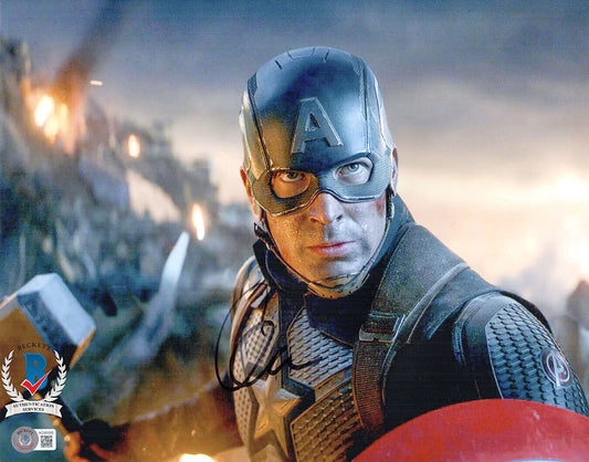 CHRIS EVANS AUTOGRAPH SIGNED 11X14 PHOTO CAPTAIN AMERICA MARVEL BECKETT BAS