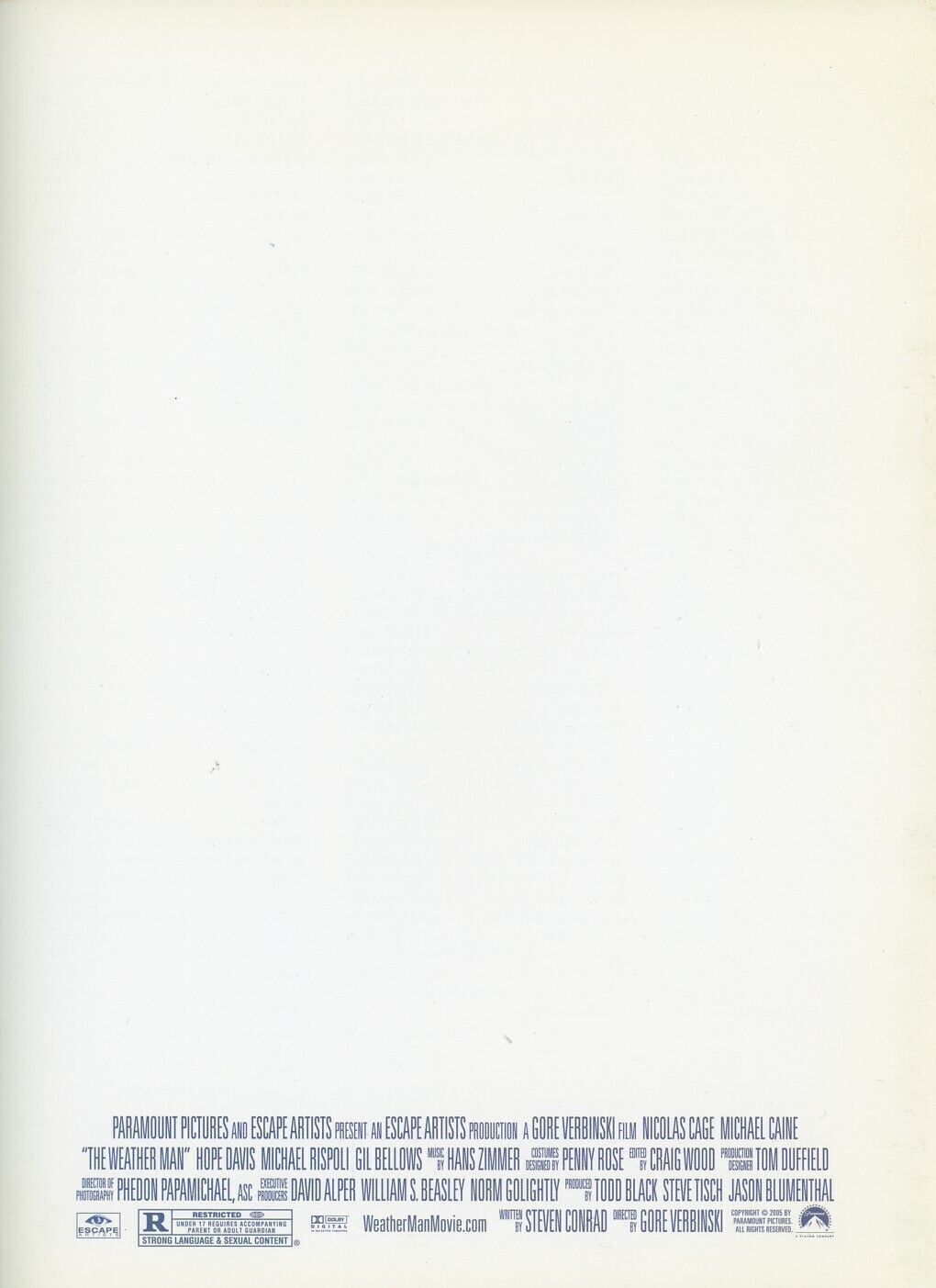 NICOLAS CAGE AUTOGRAPH SIGNED 9x12 PRESS KIT - THE WEATHER MAN COA