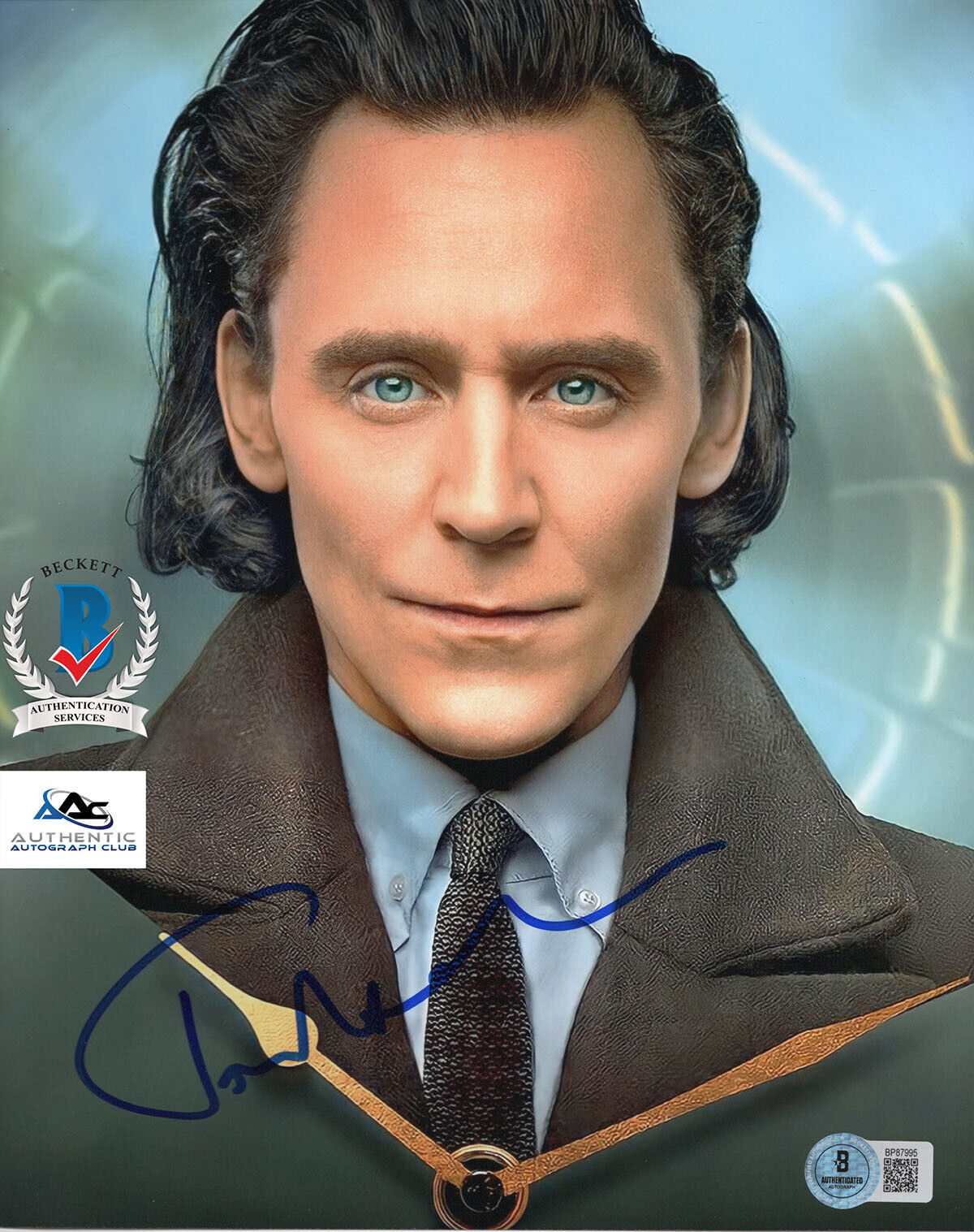 TOM HIDDLESTON AUTOGRAPH SIGNED 8X10 PHOTO LOKI THOR AVENGERS MARVEL BECKETT BAS