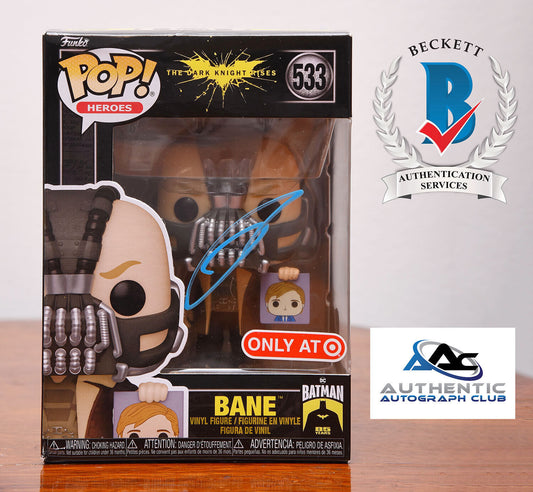 TOM HARDY AUTOGRAPH SIGNED BANE THE DARK KNIGHT FUNKO POP 533 BATMAN BECKETT BAS