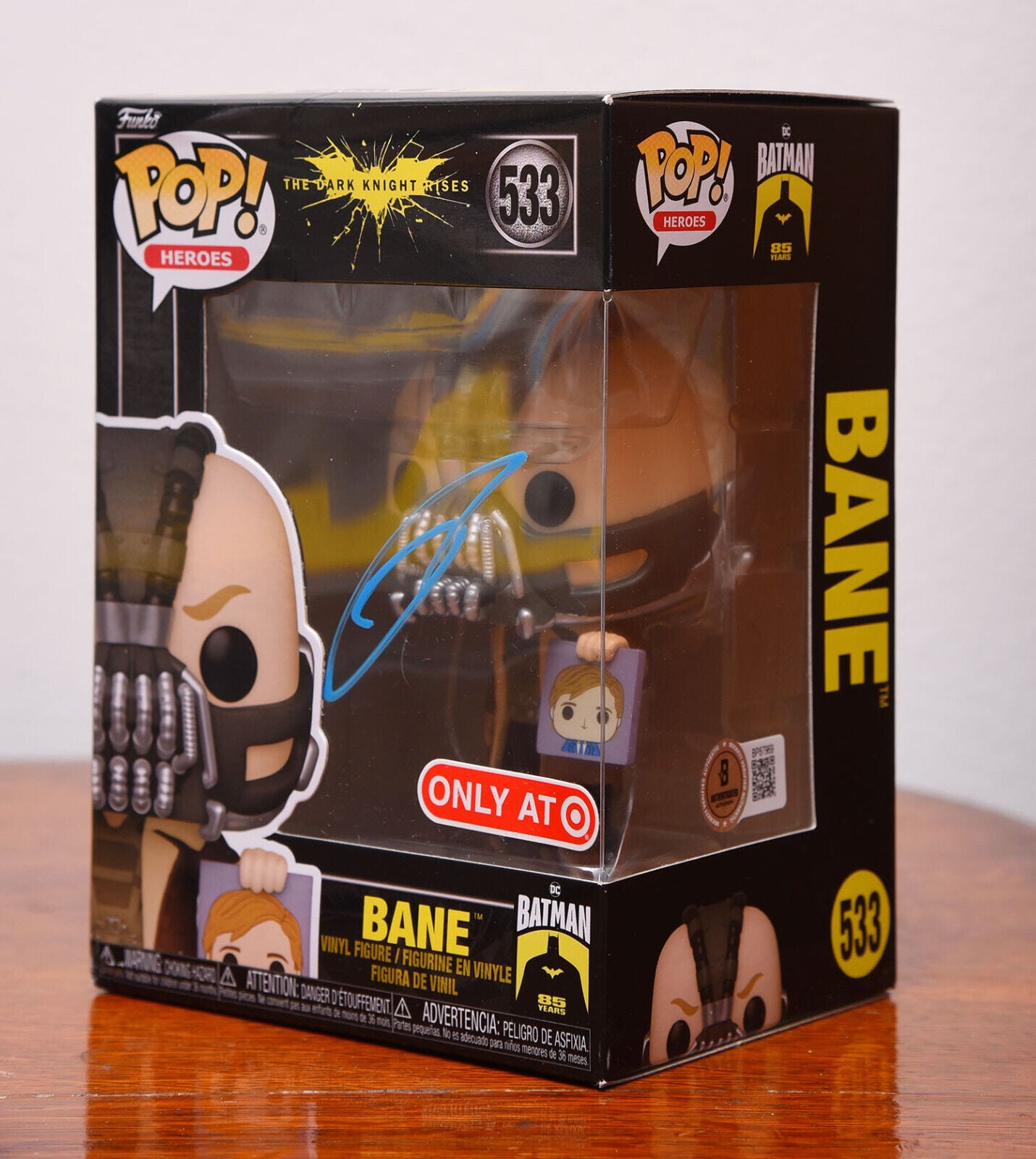 TOM HARDY AUTOGRAPH SIGNED BANE THE DARK KNIGHT FUNKO POP 533 BATMAN BECKETT BAS