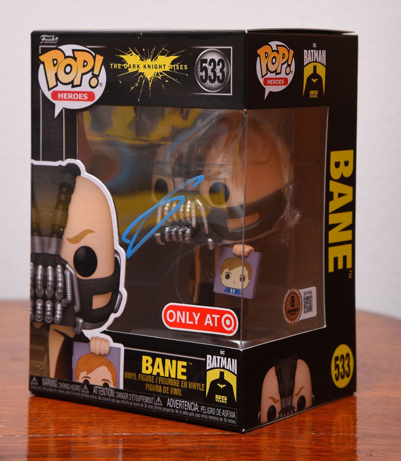 TOM HARDY AUTOGRAPH SIGNED BANE THE DARK KNIGHT FUNKO POP 533 BATMAN BECKETT BAS