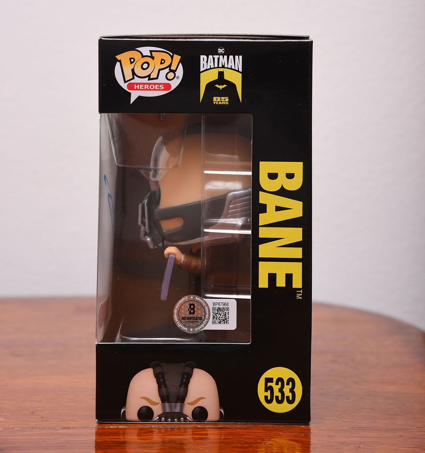 TOM HARDY AUTOGRAPH SIGNED BANE THE DARK KNIGHT FUNKO POP 533 BATMAN BECKETT BAS