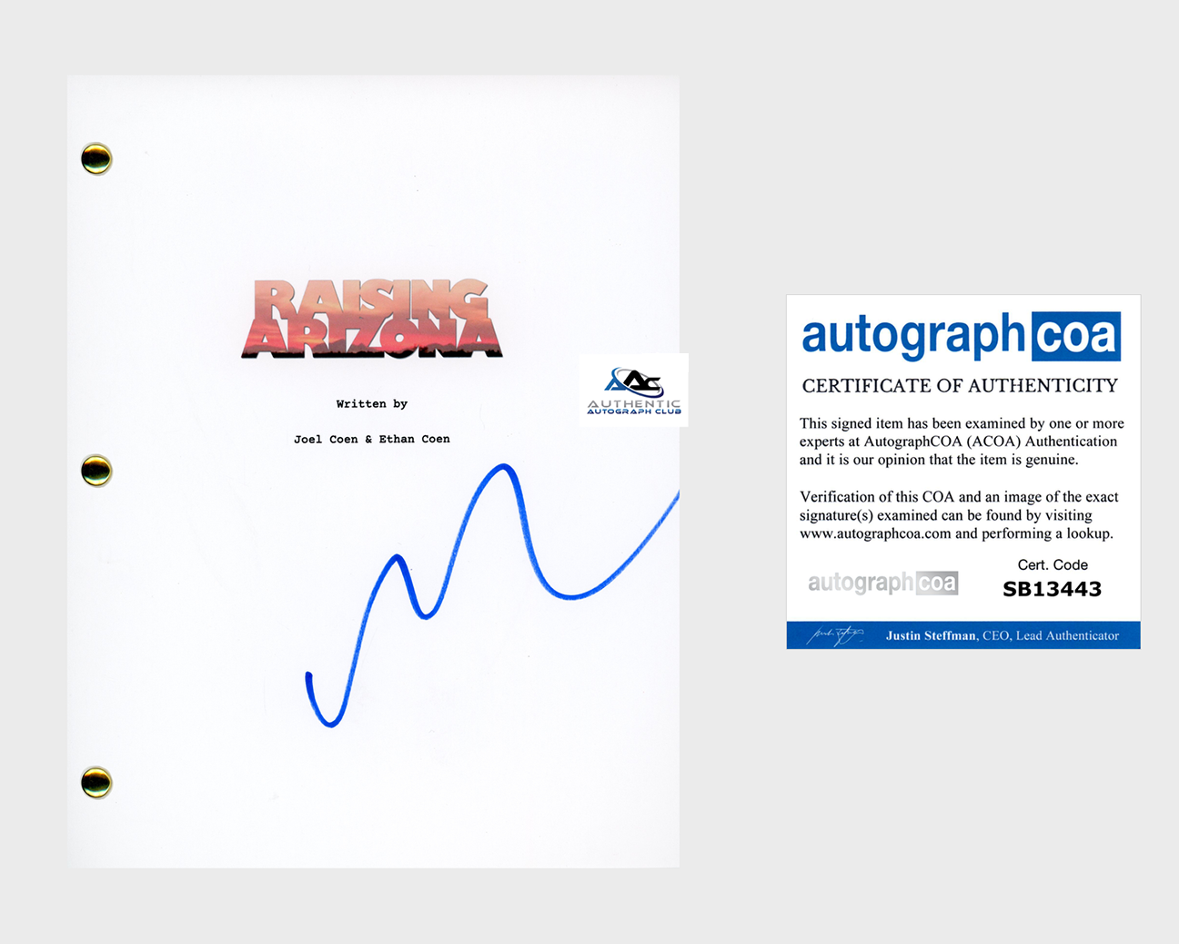 NICOLAS CAGE AUTOGRAPH SIGNED RAISING ARIZONA SCRIPT ACOA