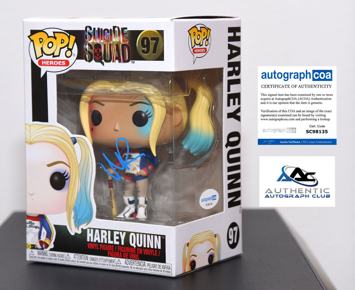 MARGOT ROBBIE AUTOGRAPH SIGNED SUICIDE SQUAD HARLEY QUINN FUNKO POP 97 ACOA