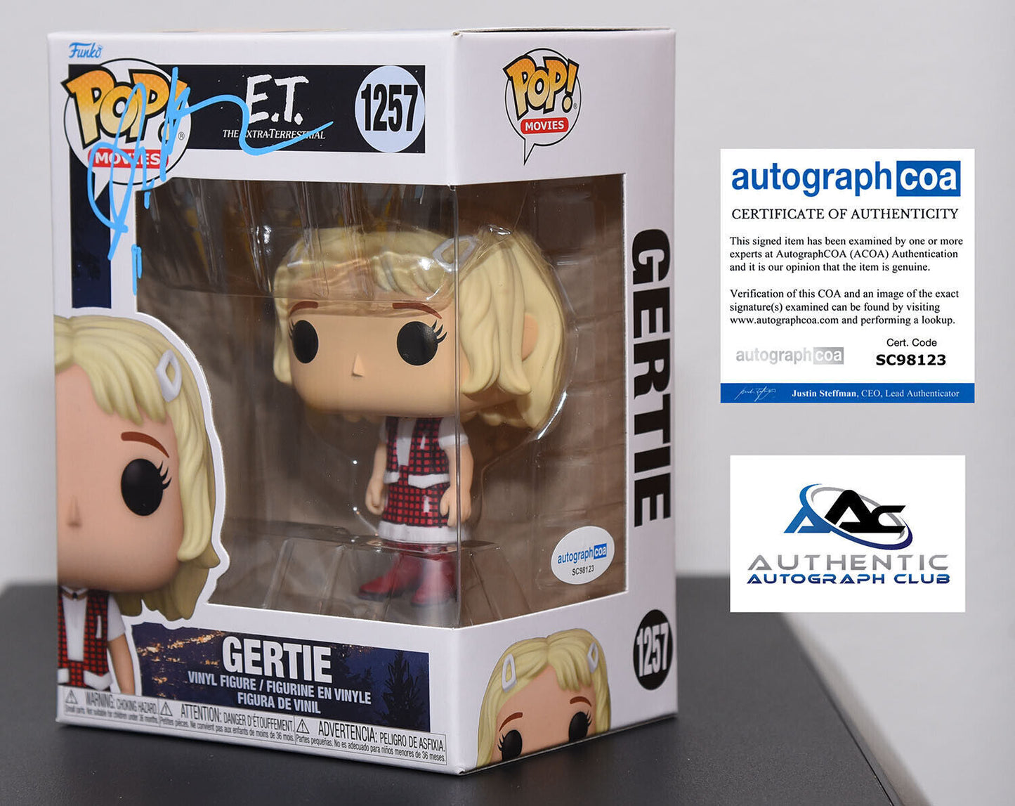 DREW BARRYMORE AUTOGRAPH SIGNED GERTIE E.T. ET FUNKO POP 1257 ACOA