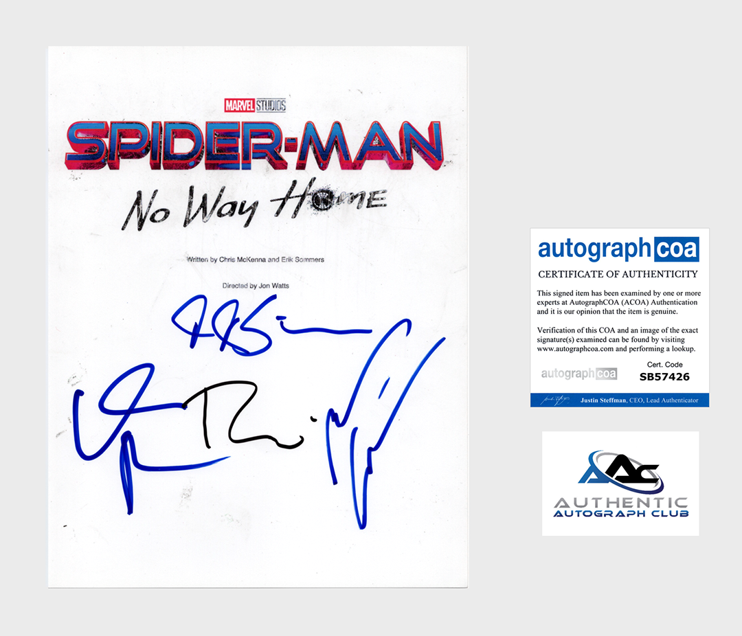 TOBEY MAGUIRE +3 AUTOGRAPH SIGNED SPIDER-MAN NO WAY HOME FULL SCRIPT - RARE - ACOA