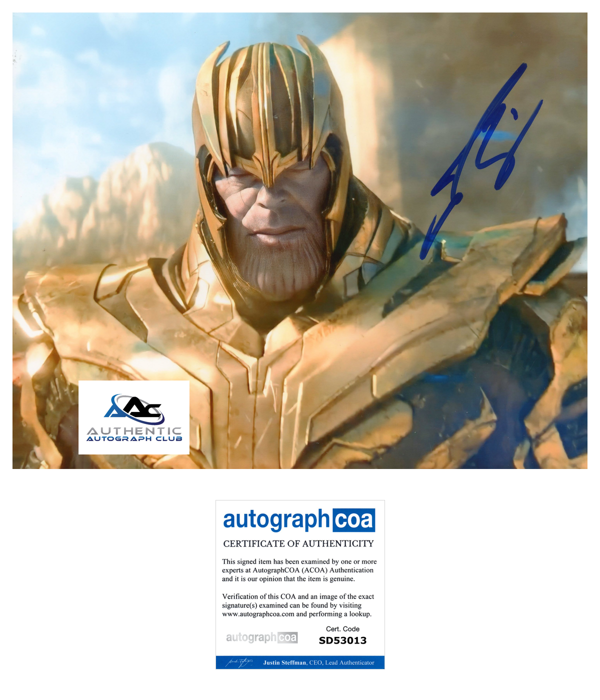 JOSH BROLIN AUTOGRAPH SIGNED 8X10 PHOTO THANOS AVENGERS MARVEL ACOA
