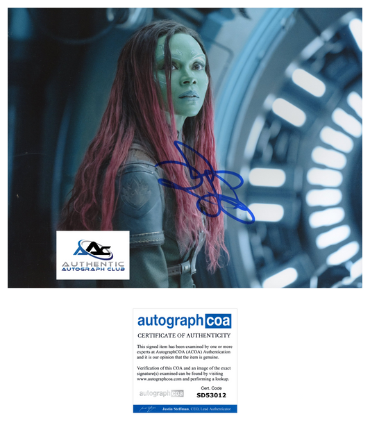 ZOE SALDANA AUTOGRAPH SIGNED 8x10 PHOTO GAMORA GUARDIANS OF THE GALAXY ACOA
