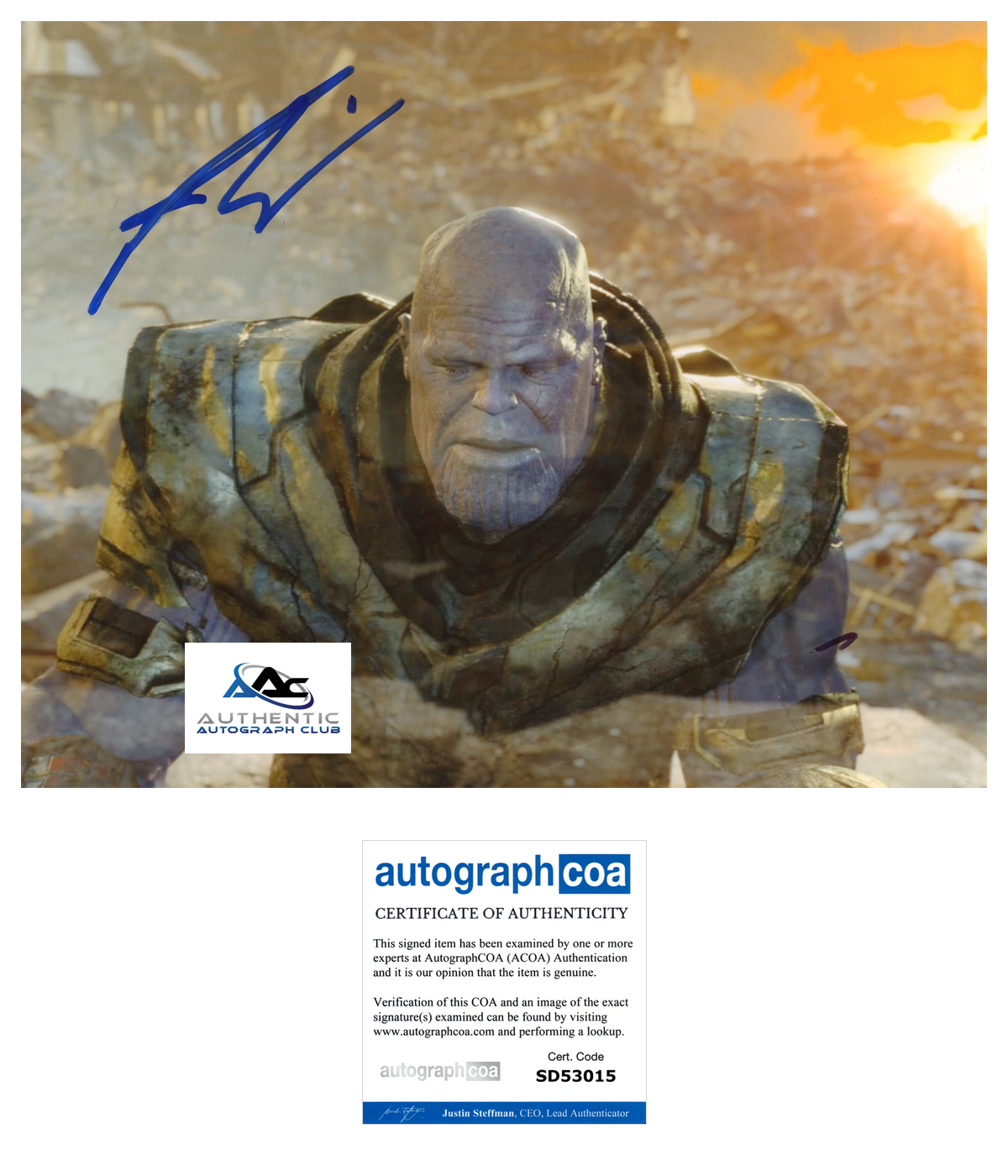 JOSH BROLIN AUTOGRAPH SIGNED 8X10 PHOTO THANOS AVENGERS MARVEL ACOA