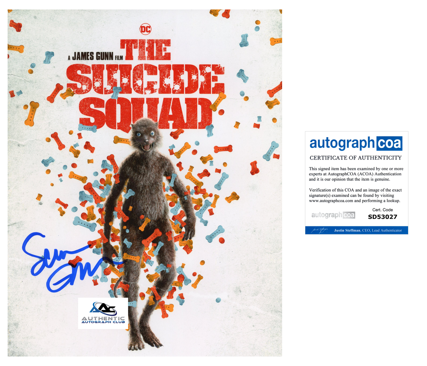 SEAN GUNN AUTOGRAPH SIGNED 8x10 PHOTO THE SUICIDE SQUAD WEASEL ACOA