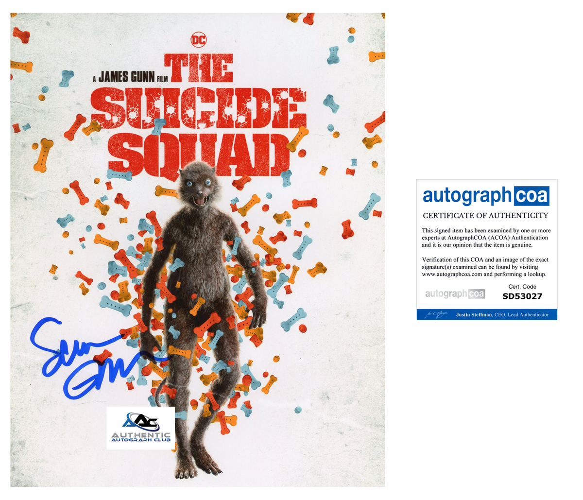SEAN GUNN AUTOGRAPH SIGNED 8x10 PHOTO THE SUICIDE SQUAD WEASEL ACOA