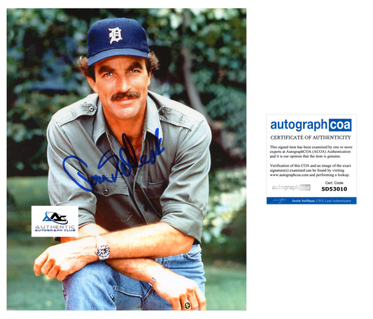 TOM SELLECK AUTOGRAPH SIGNED 8X10 PHOTO MAGNUM PI ACOA