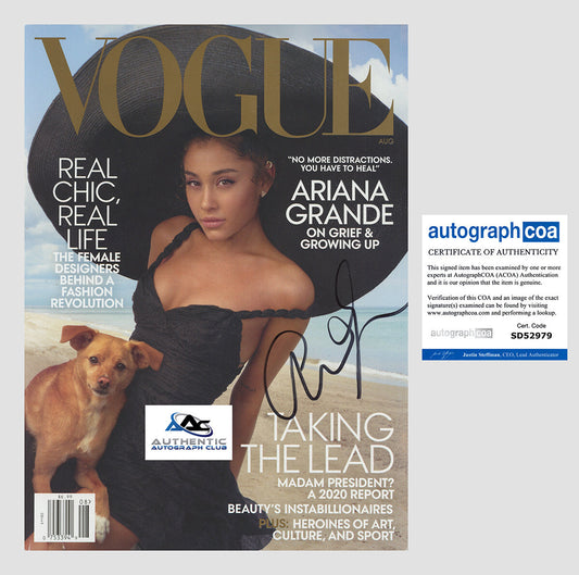 ARIANA GRANDE AUTOGRAPH SIGNED VOGUE MAGAZINE WICKED ACOA