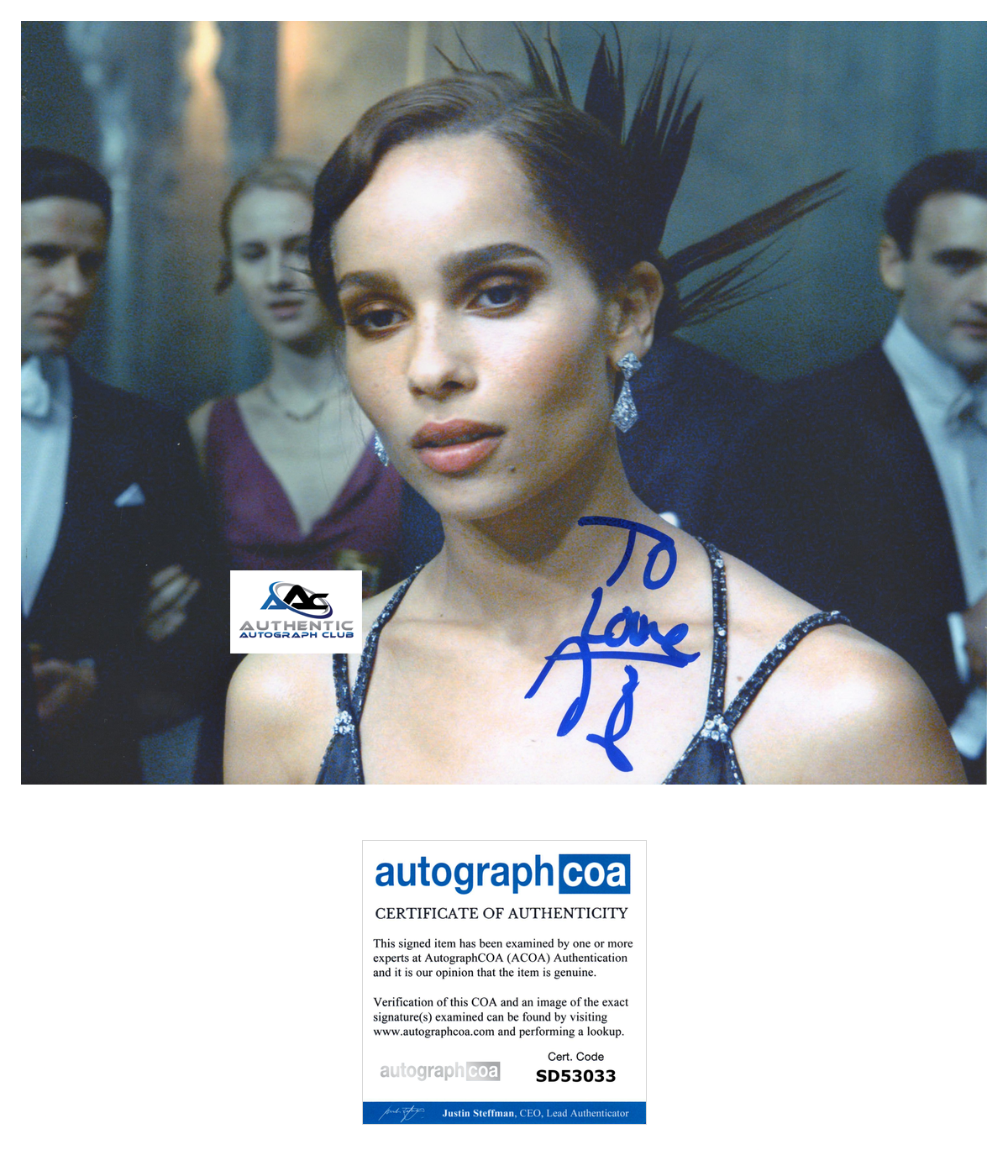 ZOE KRAVITZ AUTOGRAPH SIGNED 8x10 PHOTO ACOA