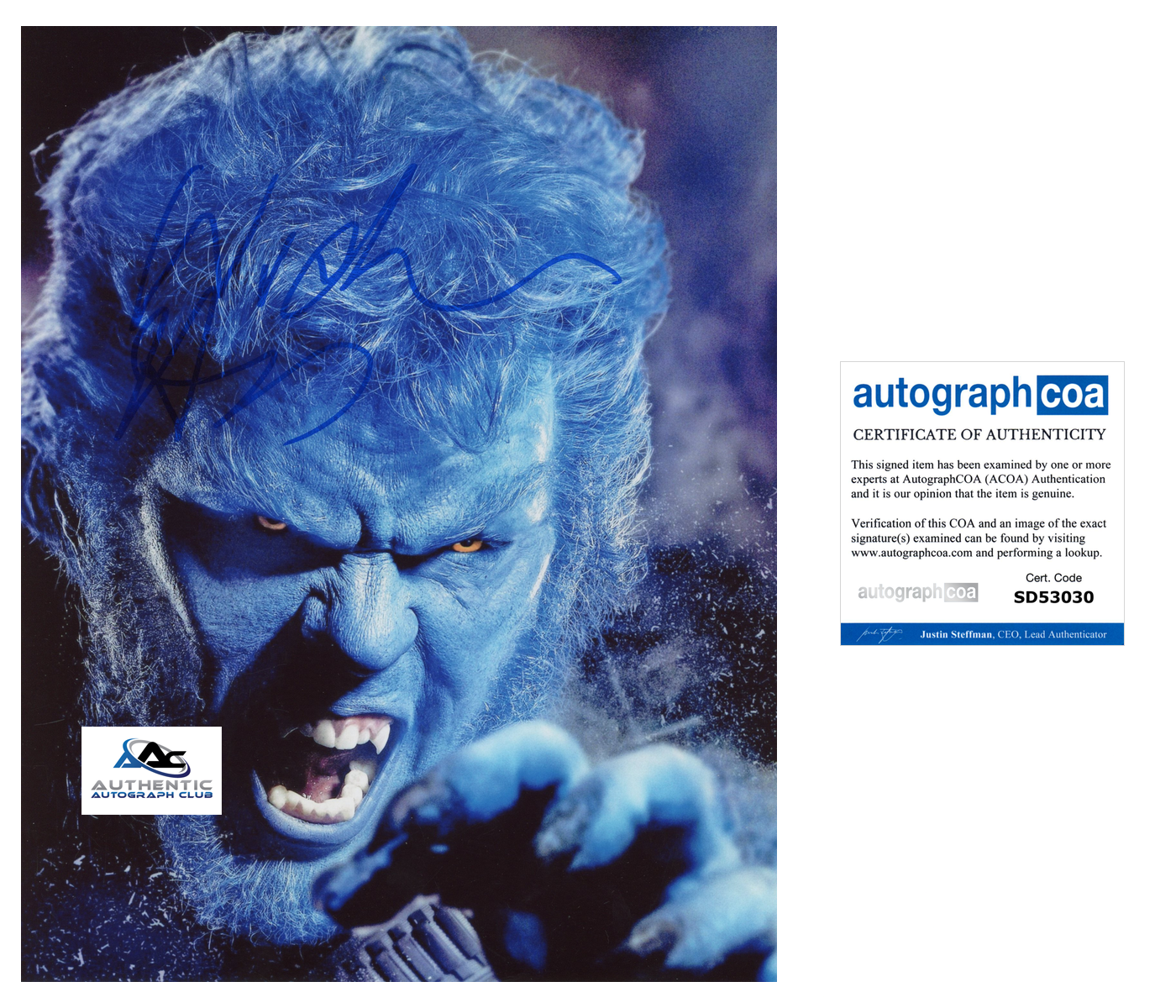 NICHOLAS HOULT AUTOGRAPH SIGNED 8x10 PHOTO X-MEN BEAST ACOA