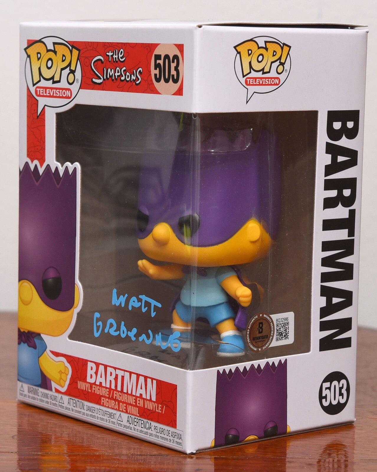 MATT GROENING AUTOGRAPH SIGNED BART SIMPSON BARTMAN FUNKO POP BECKETT BAS LOA