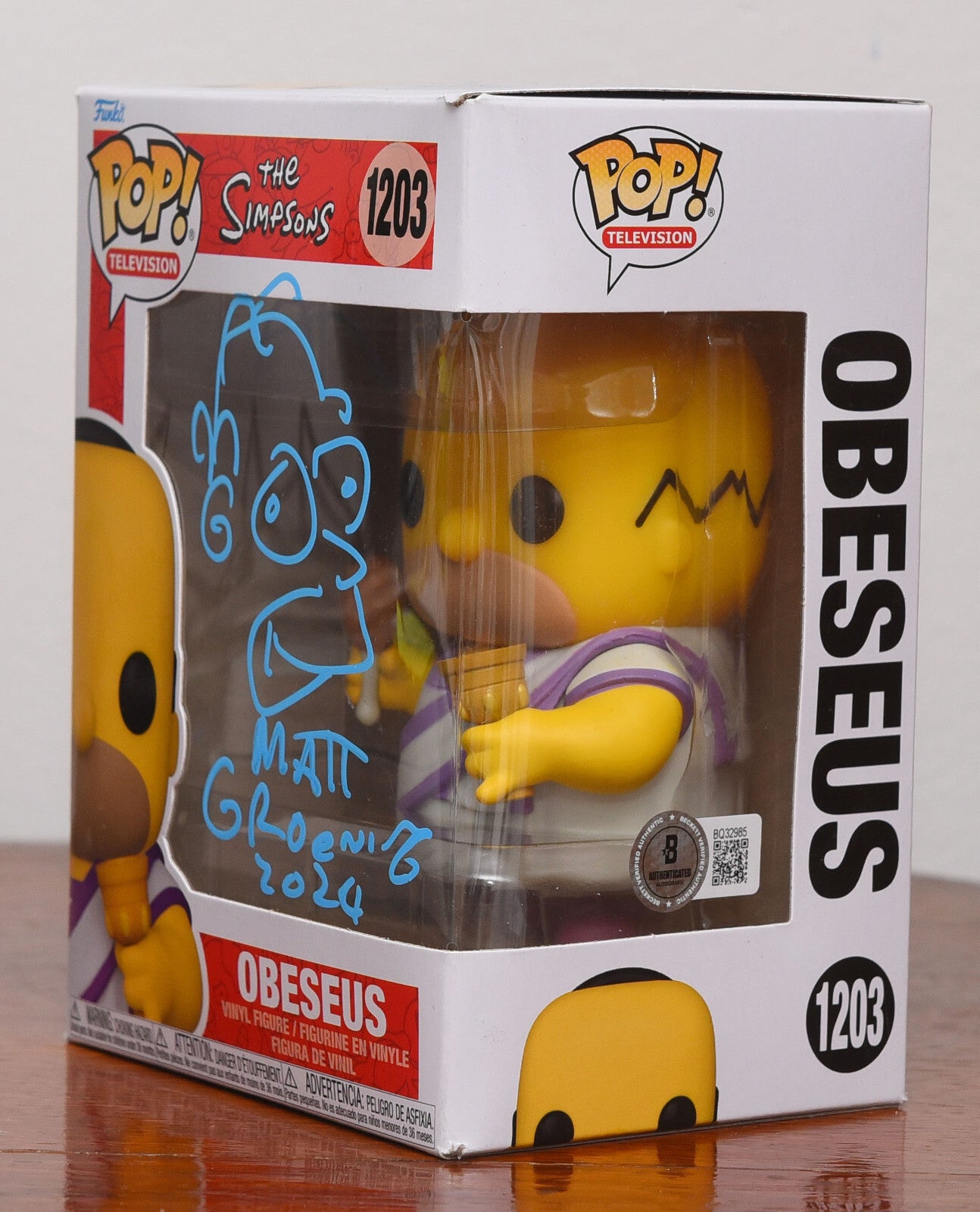 MATT GROENING AUTOGRAPH SIGNED HOMER SIMPSON OBESEUS FUNKO POP BECKETT BAS