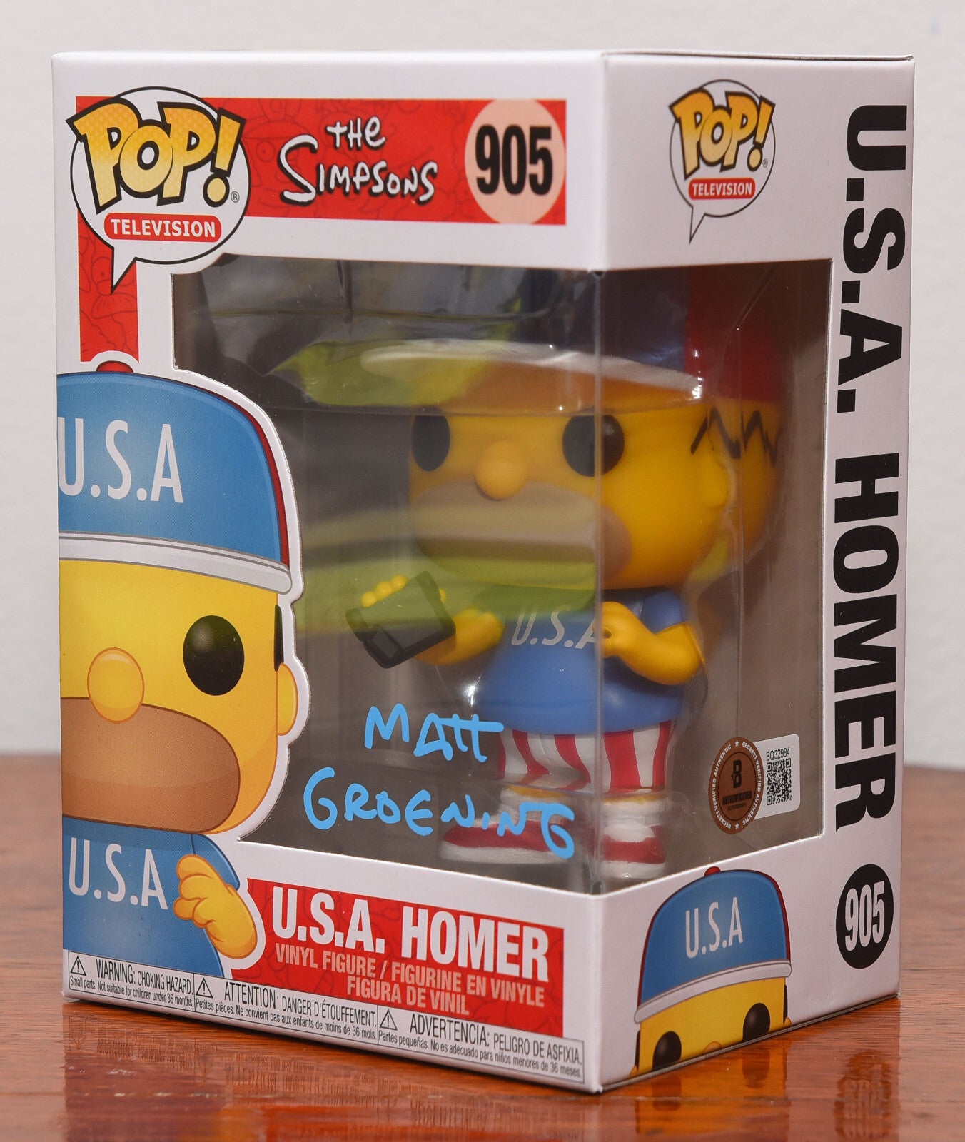MATT GROENING AUTOGRAPH SIGNED USA HOMER SIMPSON FUNKO POP BECKETT BAS LOA