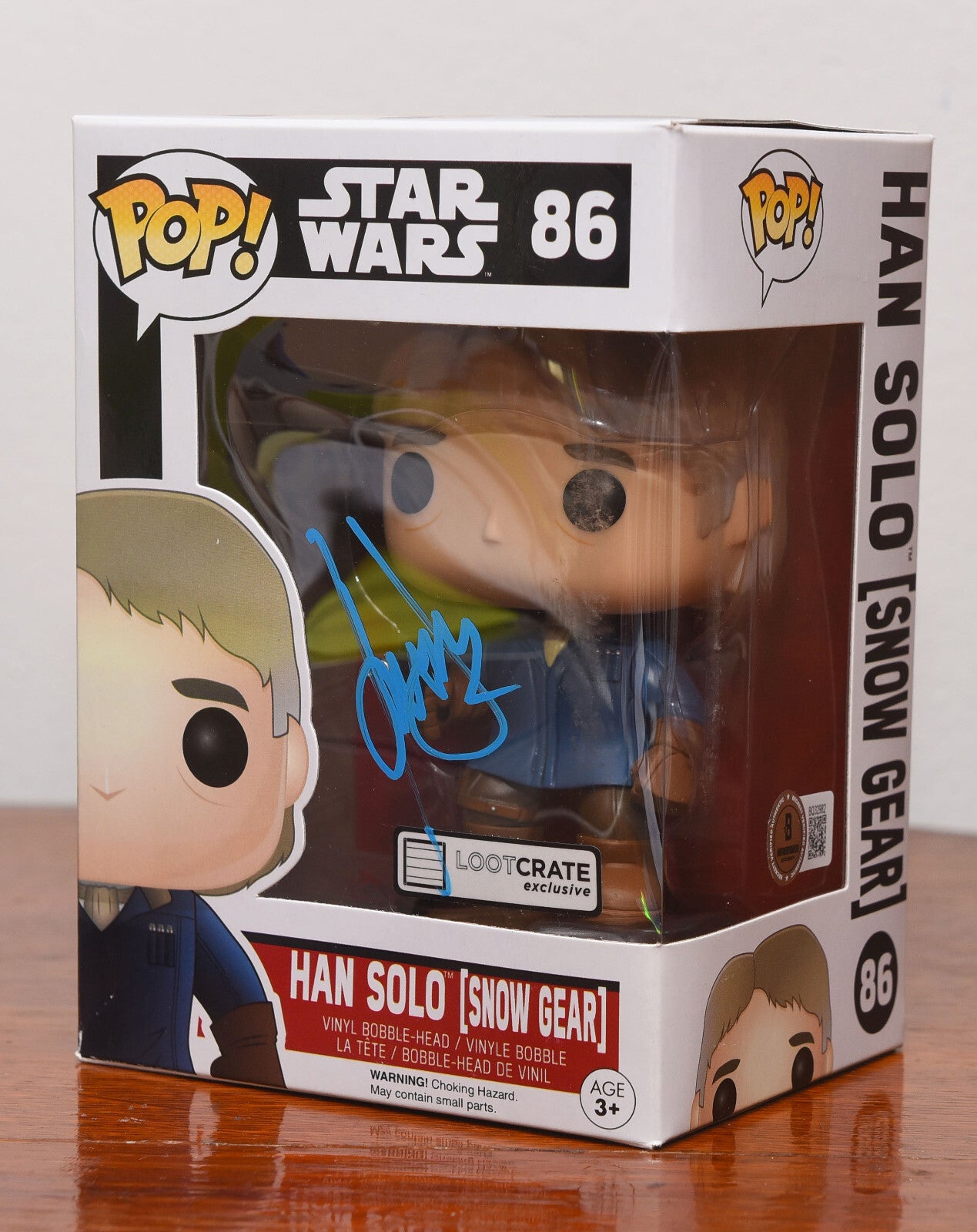 HARRISON FORD AUTOGRAPH SIGNED STAR WARS HANS SOLO FUNKO POP 86 BECKETT BAS LOA