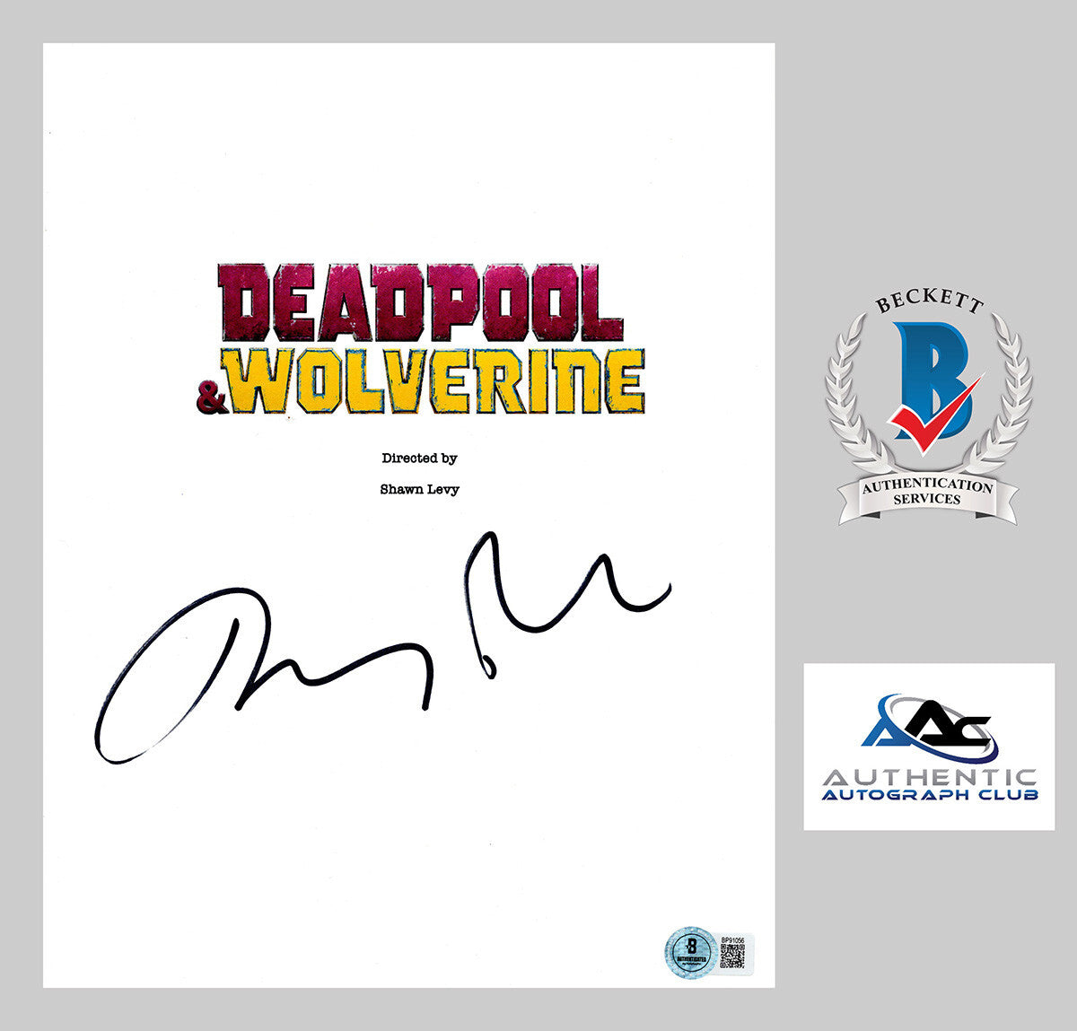 RYAN REYNOLDS AUTOGRAPH SIGNED FULL DEADPOOL AND WOLVERINE SCRIPT BECKETT BAS