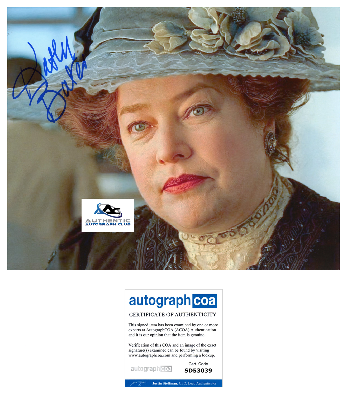 KATHY BATES AUTOGRAPH SIGNED 8X10 PHOTO TITANIC ACOA