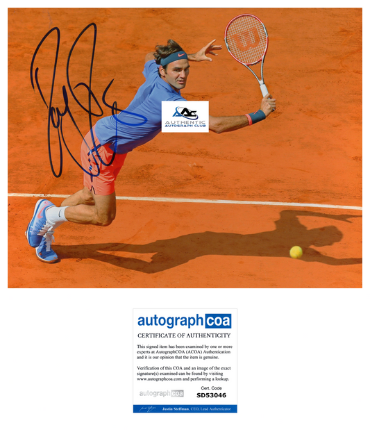 ROGER FEDERER AUTOGRAPH SIGNED 8x10 PHOTO TENNIS US OPEN FRENCH OPEN ACOA