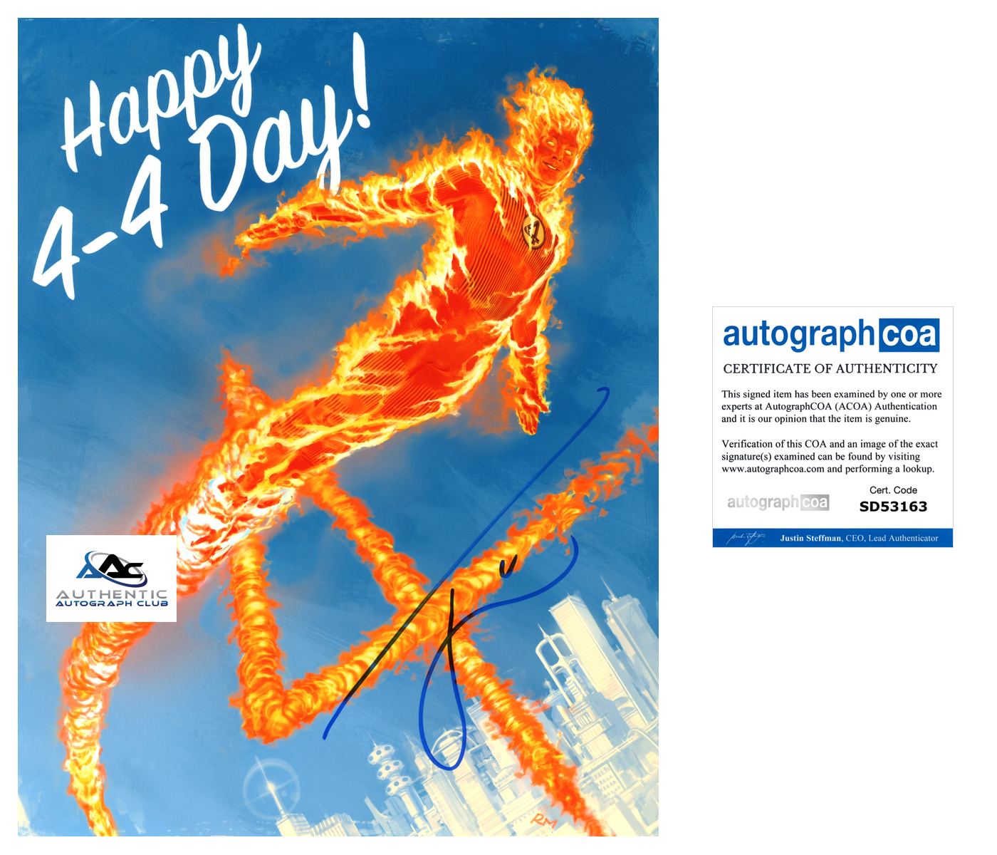 JOSEPH QUINN AUTOGRAPH SIGNED 8x10 PHOTO THE FANTSTIC FOUR HUMAN TORCH ACOA